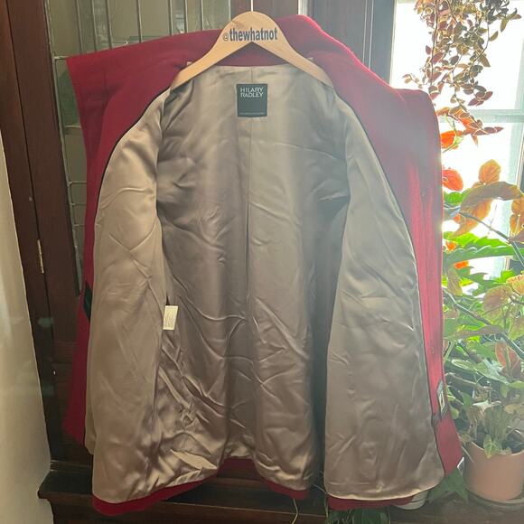Hilary Radley Red Wool Alpaca Blend Peacoat Jacket Swing Coat Made in Peru M - Picture 14 of 17